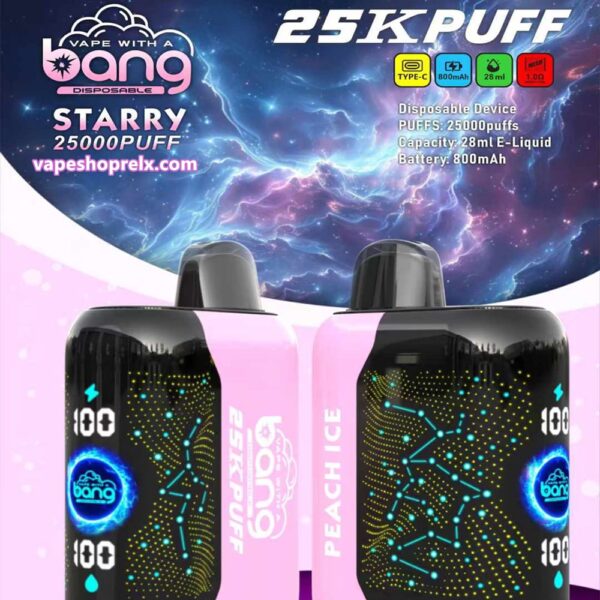 Bang-Starry-25000-Puffs Bang Starry 25000 Puffs拋棄式電子煙 星空風味霧化棒 全新3D曲面屏幕 歐美爆款